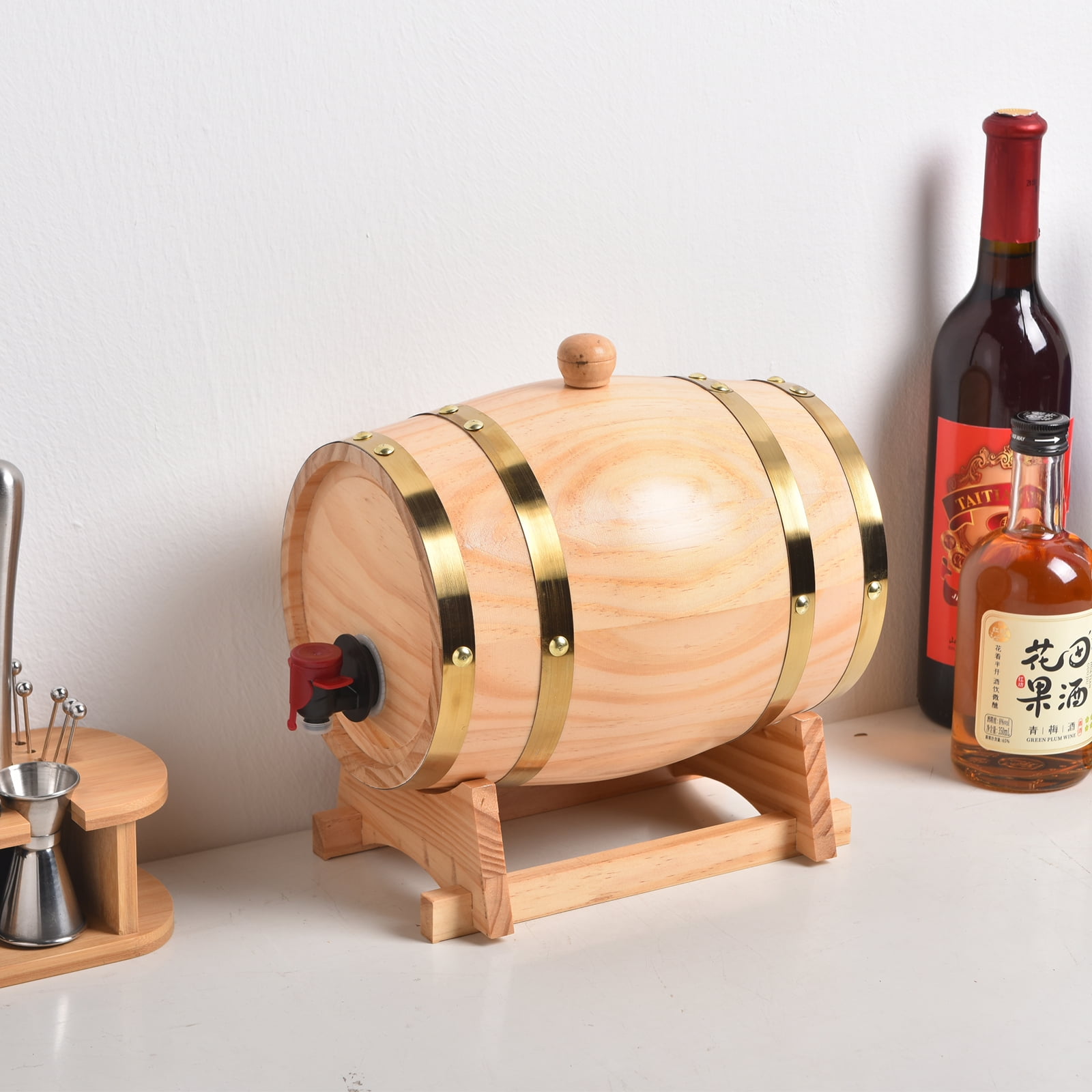 Oak Barrel Wooden Barrel for Storage Aging Wine Whiskey Spirits Wine Barrel 