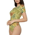 thumbnail image 2 of Easygdp Floral With Butterflies Women'S Waist-Cinching Short-Sleeved Onesie, Olastic Onesiet,Snaps At Bottom,Easy To Put On And Take Off - Medium, 2 of 9