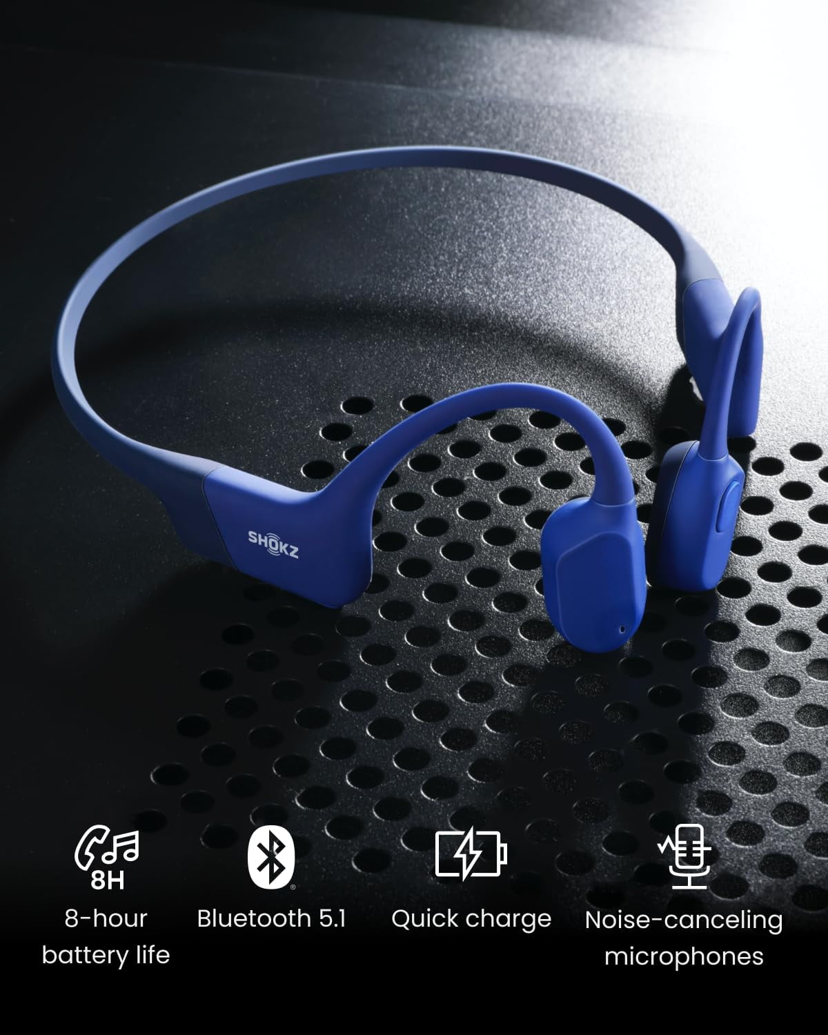 Restored Shokz OpenRun Bone Conduction Waterproof Bluetooth Headphones for Sports(Formerly Aeropex), Blue(Refurbished)