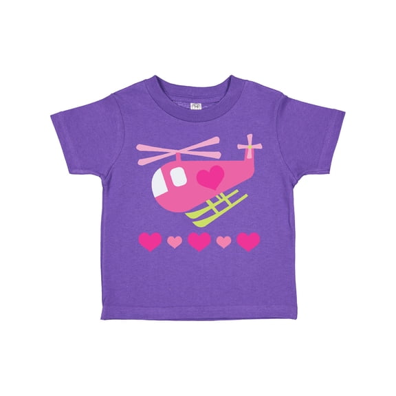 Inktastic Valentine Pink Heart Helicopter Boys or Girls Toddler T-Shirt