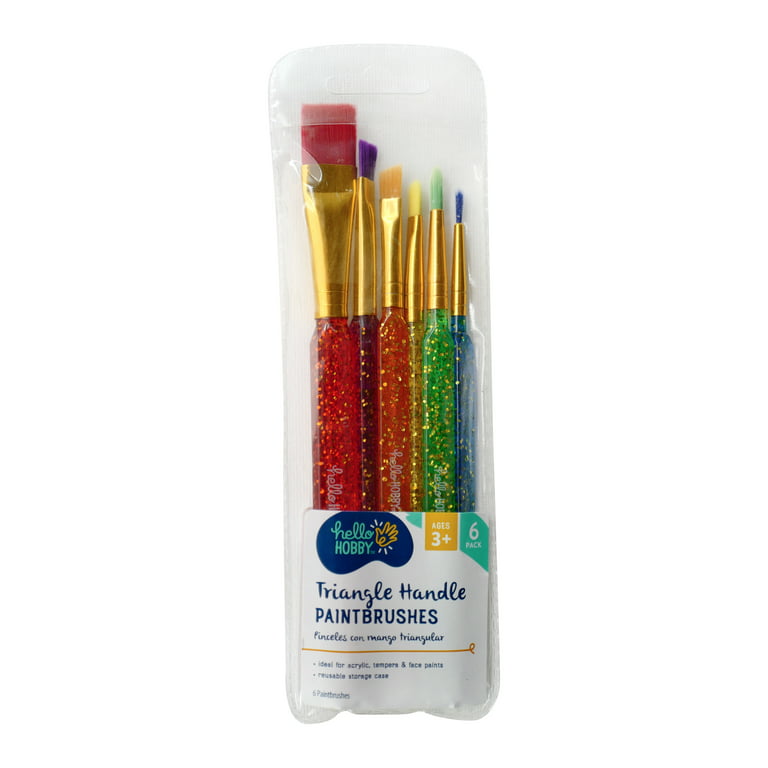 Horizon Group USA Paint Brushes for Kids, 20 Pack of Assorted Paintbrushes, 3 Different Types of Paintbrushes Including Round, Glitter & Triangle