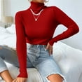 thumbnail image 6 of Women's Sweaters Turtleneck Ribbed Knit Long Sleeve Slim Fit Pullover Tops, 6 of 6