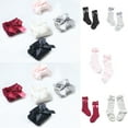 thumbnail image 1 of 0-4 Years Infant Baby Girls Knee High Stockings Cotton Bow Knee Tight Cute Solid Socks Ribbon Set, 1 of 5