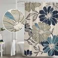 thumbnail image 4 of Sage Green Blue Floral Shower Curtain Set - Small 36" x 72" Washable Bathtub Curtain with 12 Hooks, Vintage Beige Botanical Waterproof Fabric Stall Shower Curtains for Bathroom/Bathtub Décor, 4 of 6