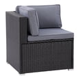 thumbnail image 4 of CorLiving Parksville Resin Wicker and Steel Outdoor Sectional Corner Piece with Cushions, Black/Grey, 4 of 9