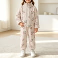 thumbnail image 4 of Cethrio Girls Winter Pajama Sets, 2 Piece Casual Thermal Long Sleeve Girls' Sleepwear Khaki Size 7-8 T, 4 of 5