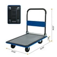 thumbnail image 3 of Foldable Flatbed Cart, 660LBS Heavy Duty Capacity Platform Hand Truck with 360 Degree Swivel Wheels, Foldable Push Hand Cart for Loading, Storage, Warehouse, Blue, 3 of 10