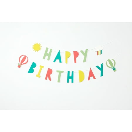 Up Up And Away, Happy Birthday Banner, 17 Pennants, Paper, 2 Strands