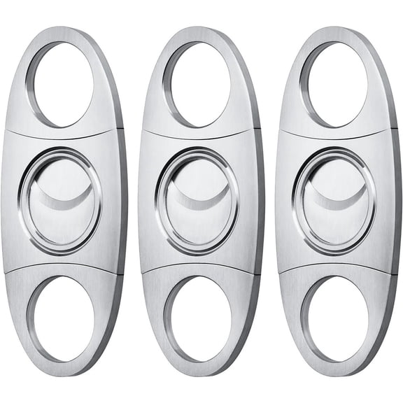 Cigar Cutter Guillotine, Stainless Steel Double Blade Cigar Clippers, 6 Packs Birthday Gift for Men (Silver)