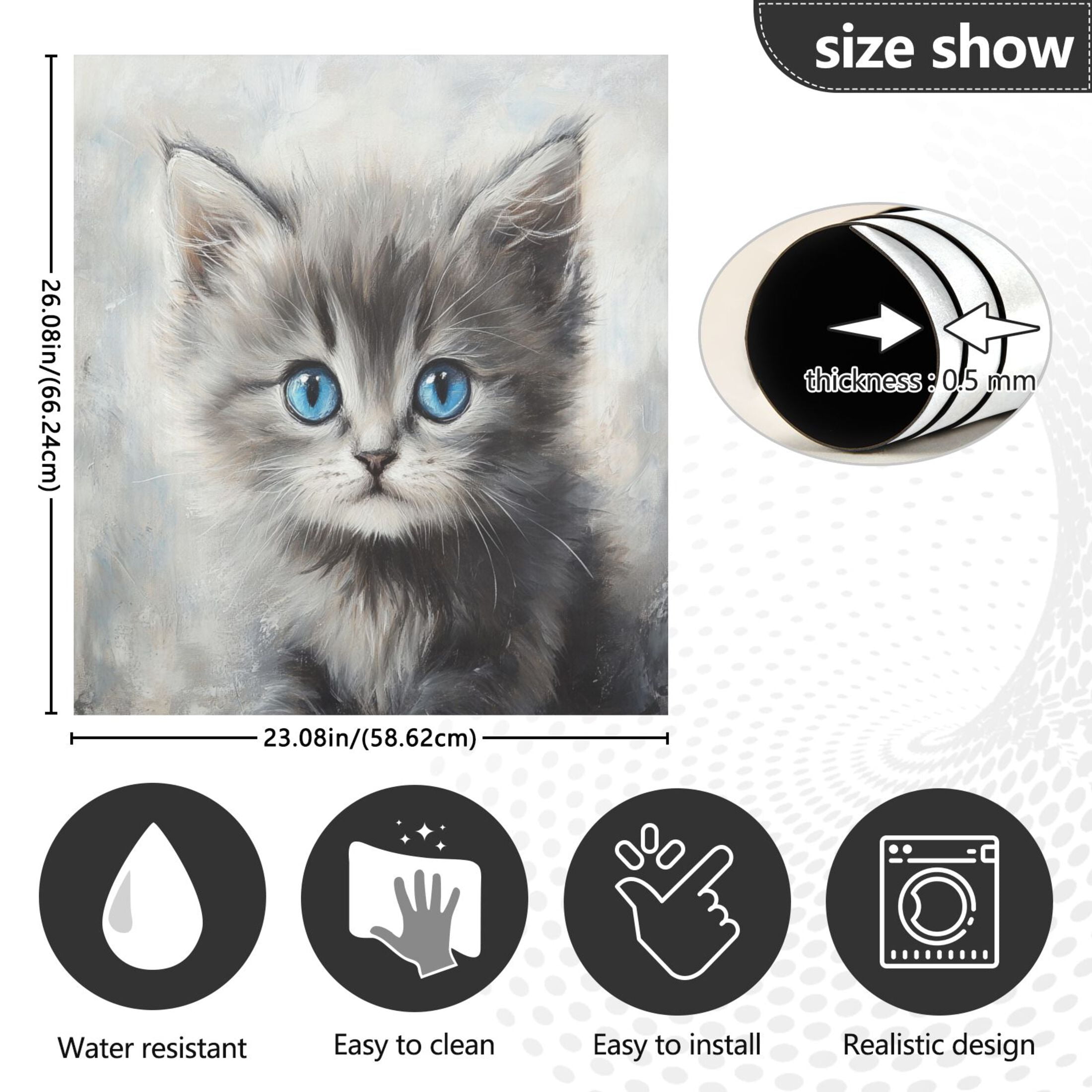Dishwasher Magnetic Sticker 23x26 Inch Refrigerator Magnetic Sticker Washing Machine Magnetic Sticker Kitchen Panel Magnetic Sticker Home Decor Beautiful Blue-eyed Cat