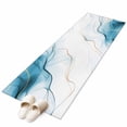 thumbnail image 2 of 2'x6' Rug Runners for Hallways Kitchen, Marble Blue Non Slip Entryway Beside Floor Carpet Runner, Gold White Modern Gradient Ocean Wavy Ripple Laundry Room Bedroom Throw Rugs Mat for Family Pet, 2 of 8