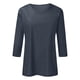 thumbnail image 3 of Top de manga tres cuartos con cuello en V para mujer, estilo casual y moderno, para el verano - Material de poliéster, ligero y transpirable - Para el día a día, actividades al aire libre y fiestas, 3 of 3