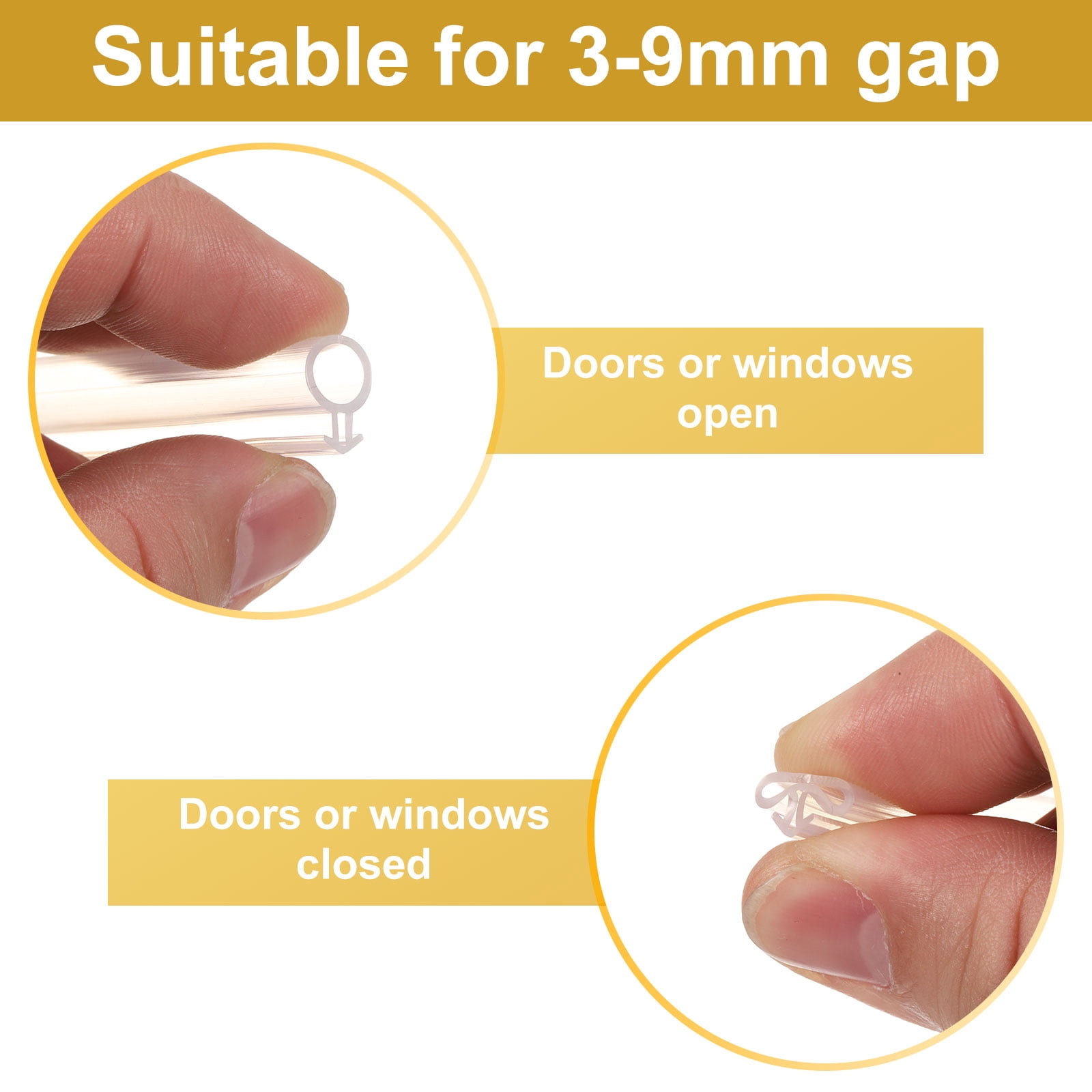 Window Weather Stripping Door Seal, 1/4" Wide Bulb Bubble Kerf Mount Silicone Rubber Weatherstrip Seal (10 m/33 ft, Clear)