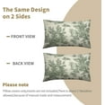thumbnail image 4 of Green Toile Lumbar Pillow Covers 12x20 Inch Set of 2 Olive and Beige French Country Cotton Linen Decorative Throw Pillow Case Cottage Vintage Cushion Cover for Bedroom Sofa Living Room Home Decor, 4 of 6