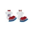 thumbnail image 2 of BemeyourBBs Girls Patriotic Outfit Letter Print Rompers and Tulle Skort Headband, 2 of 9