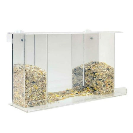 2 Tube Window Suction Cup Bird Feeder Clear Removable Top
