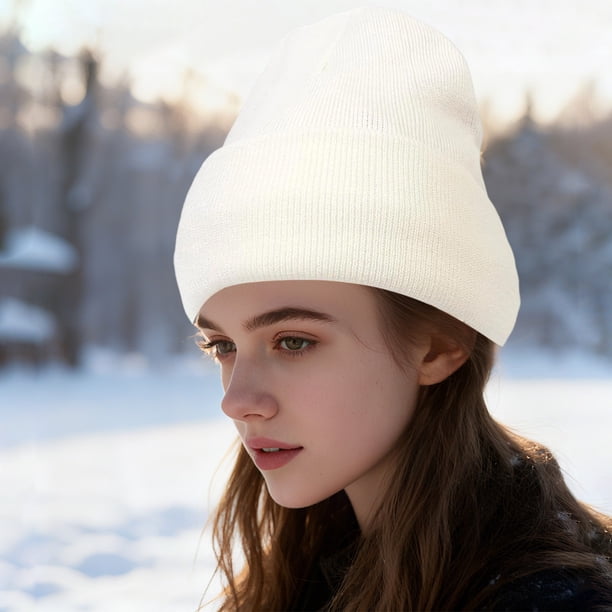 Sombrero de Lana de Poliéster Gorro de Tejido Cálido Del Pelo Protector de las Mujeres