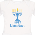 thumbnail image 4 of Inktastic Happy Hanukkah with Blue Menorah Boys or Girls Long Sleeve Baby Bodysuit, 4 of 5
