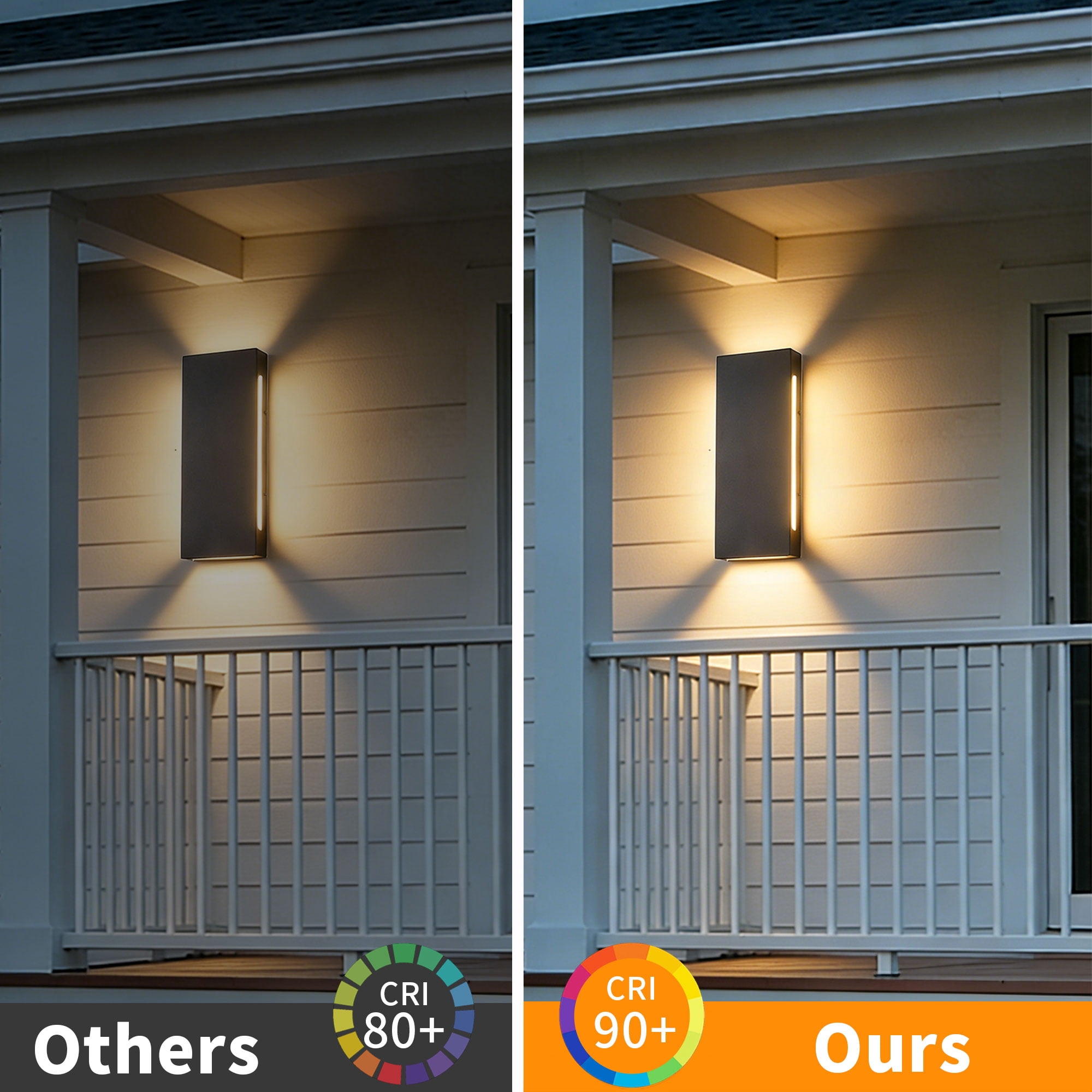2-Pack Outdoor Wall Lights, LED Up and Down Lights Outdoor, Modern Wall Sconces Porch Light, Black Exterior Lighting Fixtures Wall Mount, Outside Lights for House Front Door Garage, 3000K
