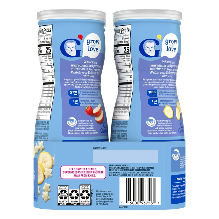Gerber Snacks for Baby Grain Grow Puffs, Banana Apple