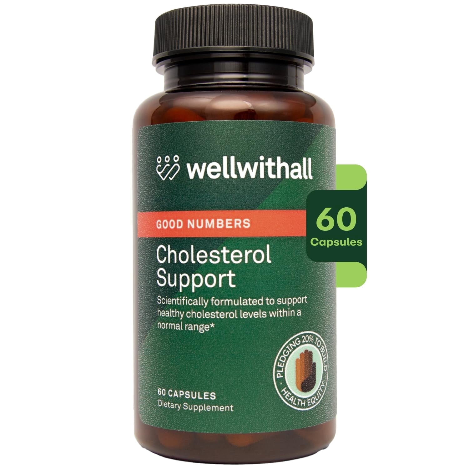 WellWithAll Cholesterol Support Supplement | Promotes Cardiovascular Health | 60 Capsules
