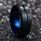 thumbnail image 2 of Anillos de banda de boda de tungsteno negro para hombres, anillo de compromiso de borde biselado de ranura negra, regalo de San Valentín, moda, 8mm, 2 of 4
