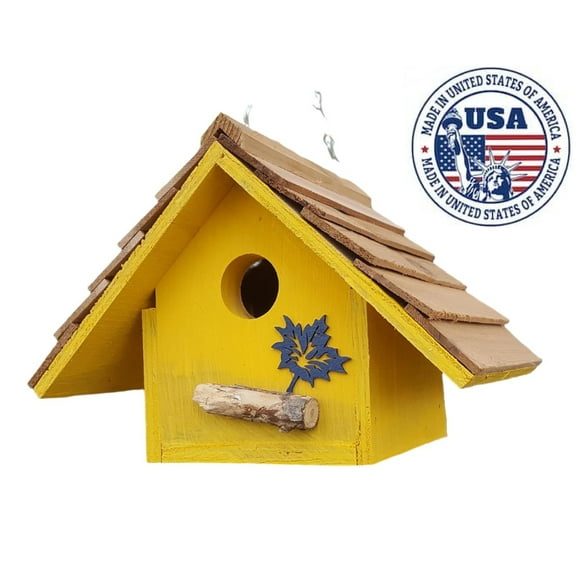 Chateau Wren Bird House (Yellow) 8", Nesting Box, Bird Houses by Mark, Made in USA