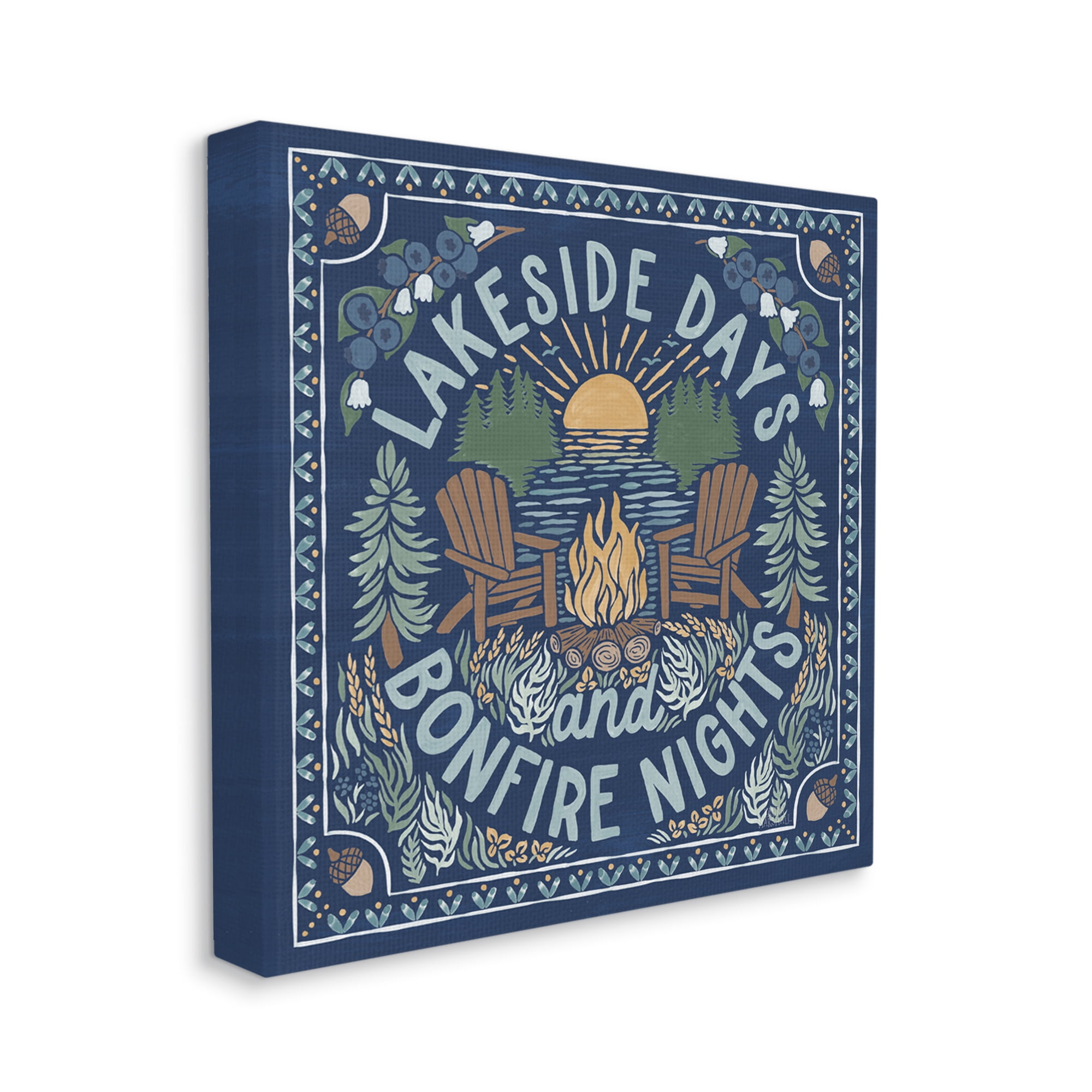 Stupell Industries Lakeside Campfire Phrase Nature Painting Gallery Wrapped Canvas Print Wall Art, 24 x 24