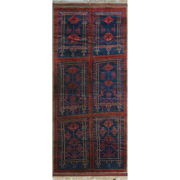 Semi Antique Fabayo Blue/Red Runner, 5'5" x 12'4"