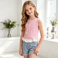 thumbnail image 7 of Mnyotv Toddler Girls Summer Clothes Sleeveless Ruffle Hem Tank Tops with Bow Casual Crewneck T Shirts Size 6-12 Months, 7 of 7
