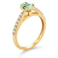 thumbnail image 3 of Gem Stone King 10K Yellow Gold Green Prasiolite and White Lab Grown Diamond Engagement Ring for Women (0.93 Cttw, Oval 7X5MM, Gemstone Birthstone, Size 9), 3 of 4