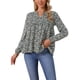 thumbnail image 4 of INSPIRAR CHIC Blusas Florales para Mujeres con Cuello en V de Manga Larga Estilo Babydoll Fluidas para Primavera Verano Talla S Negra, 4 of 6