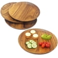 thumbnail image 3 of Woodard & Charles 11" Round Acacia Wood Serving Plates Set of 4, for Charcuterie, Sandwiches, & More, 3 of 6