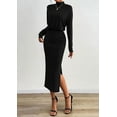 thumbnail image 3 of PRETTYGARDEN Turtle Neck Dresses for Women Fall Knit Outfits Slit Elastic Waist Long Sleeve Bodycon Midi Sweater Dress, 3 of 10