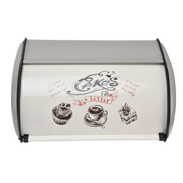 DEWIN Bread Box Bin Large Capacity Cute Pattern Roll Top Door Bread Storage Bread Holder for Household Bakery