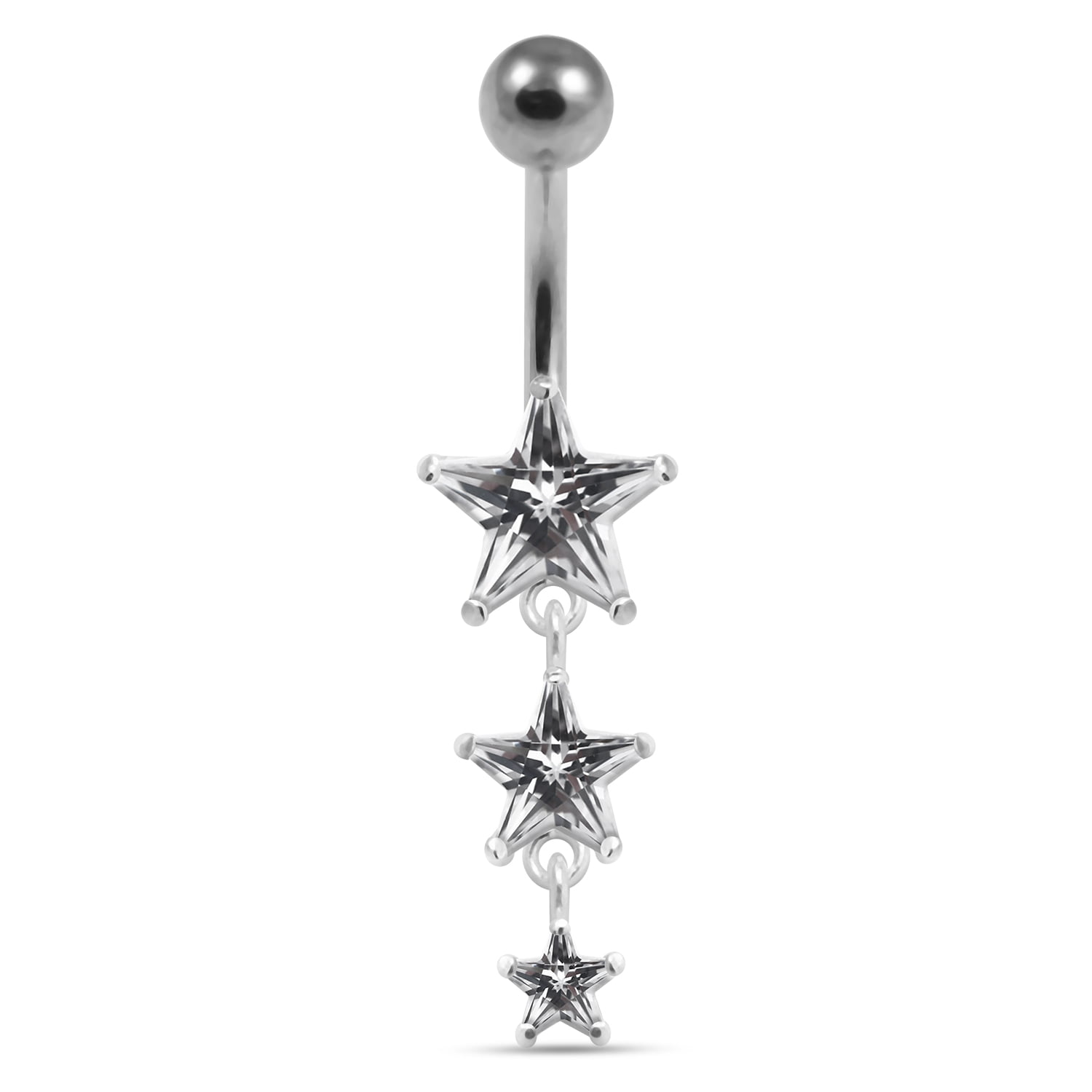 Silver Belly Rings Multi Crystal Gemstone Stylish Horseshoe Dangling 925 Sterling Body Jewelry 