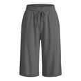 thumbnail image 6 of Gamivast Linen Capri Pants for Women Cropped Wide Leg High Waisted Flowy Pants Drawstring Elastic Waist Culotte Pants with Pockets for Vacation Casual Days Breathable Lounge Beach Wear, 6 of 6