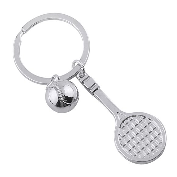 POWERTI Unique Zinc Alloy Sports Keychain - Tennis, Badminton, Ping Pong - Perfect Gift for Sports Enthusiasts