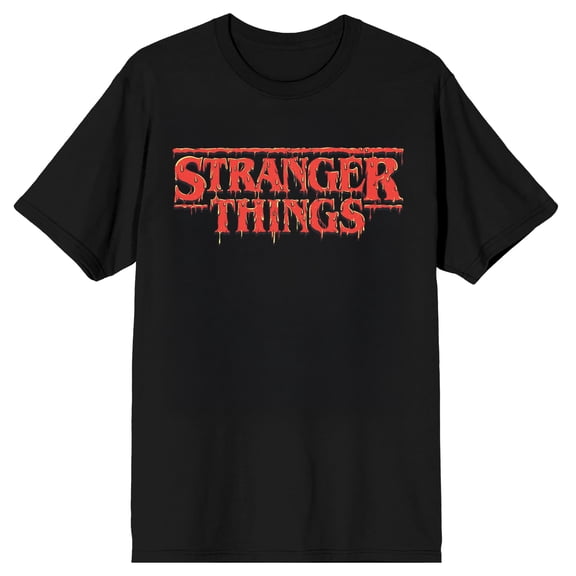 Stranger Things 5 Drip Title Adult Black Crew Neck Short Sleeve T-shirt-Small