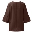 thumbnail image 4 of Hauts à Manches 3/4 pour Femmes Mode Été Col Rond Manches 3/4 Blouses Décontractées Unies Hauts Blouses et Hauts Mode Hauts pour Femmes Manches 3/4 Hauts à Manches 3/4 pour l'Été, 4 of 10