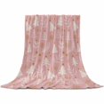 thumbnail image 2 of Christmas Tree Throw Flannel Blanket 30x40In Gold Star Snowflakes Winter Pink Background Super Soft Cozy Bed Blanket, Lightweight Plush Fuzzy Bed Throw for Bedroom Sofa Couch Living Room, 2 of 4