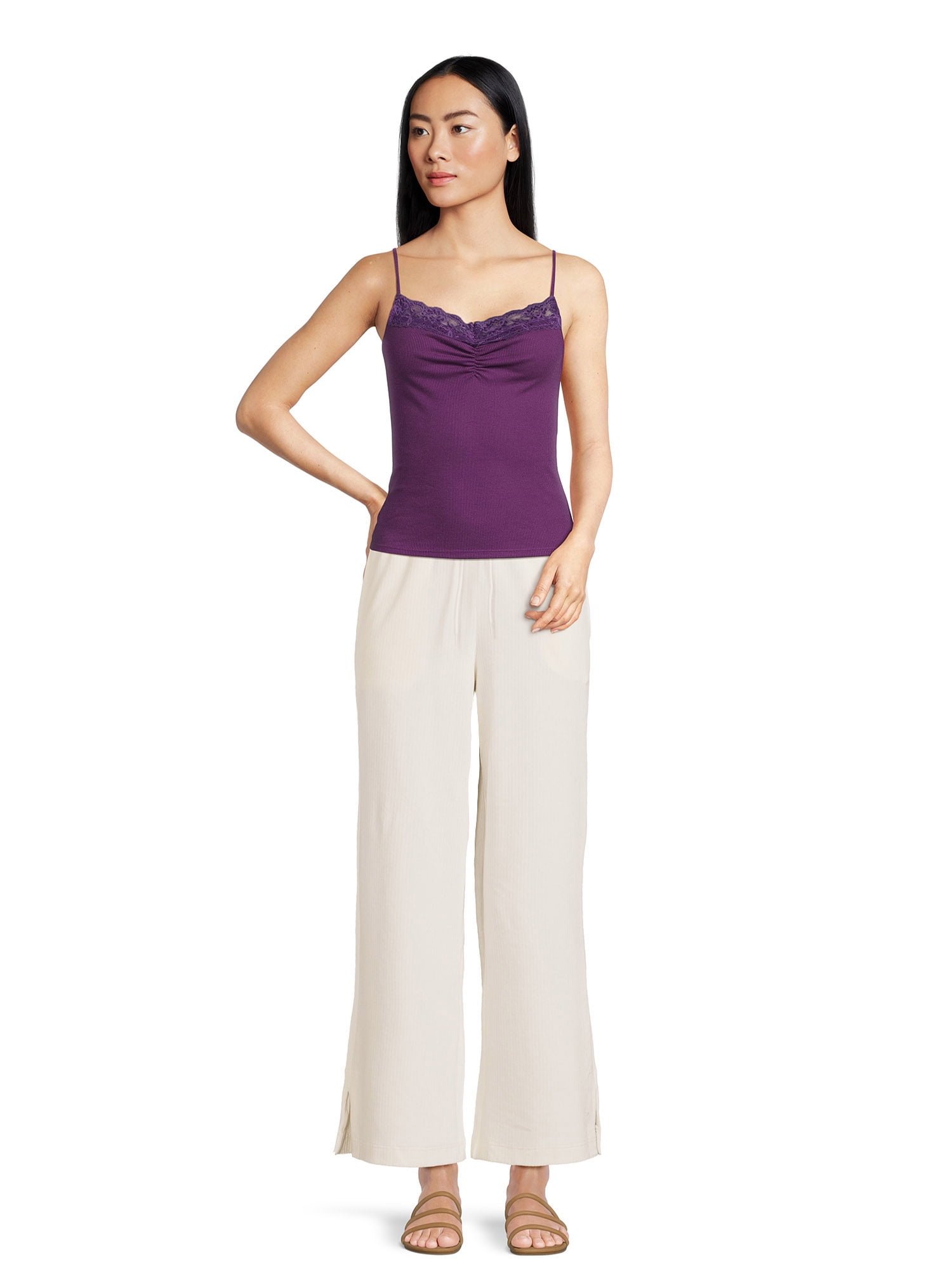 Self Esteem Juniors’ Cinched Front Lace Trim Cami