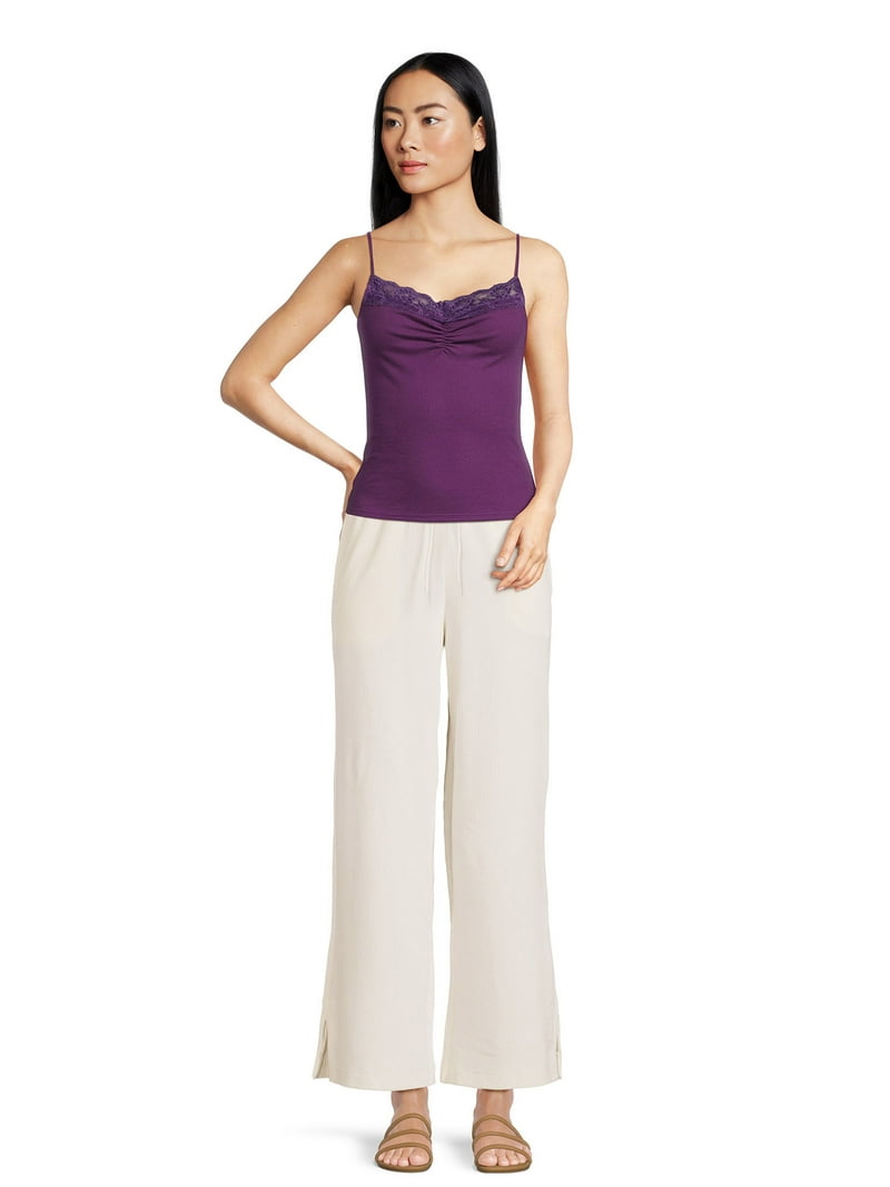 下着・アンダーウェア ROSIER Ribbon Leavers Lace Camisole Set Self Esteem Juniors' Cinched Lace Trim Cami Tank Top