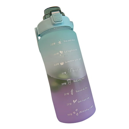

2 Liter Drinking Bottles Large Capacity FitnessReusable Plastic Cups Leakproof Outdoor Water Bottle Large Straw with Time Marker