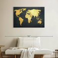 thumbnail image 2 of Elephant Stock Adventure Awaits World Map Wall Art - Horizontal Canvas Wall Art - Living Room Wall Decor - Map Canvas - Gold And Black Decor - 39" x 26", 2 of 8
