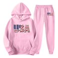thumbnail image 5 of ibiyuan Mens Tracksuits Hoodie 2 Piece Set Autumn Winter Casual Outfits Hoodie Pullover Tops Sweatsuit Pants Tracksuits Sportwear Set,Pink, 5 of 5