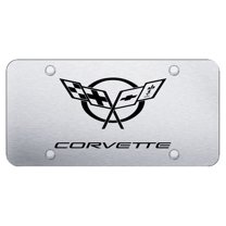 Corvette C5 Laser Etched Logo License Plate (Brushed Chrome)