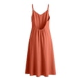 thumbnail image 4 of Maqroz Summer Dresses for Women Solid Color Adjustable Spaghetti Strap Cami Dress with Pockets Breathable Cotton Linen Sundresses Beach Vacation Travel Outdoor Outfits Orange L, 4 of 7