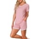 thumbnail image 4 of Conjunto de pijama para mujer INSPIRE CHIC, camisetas de manga corta y pantalones cortos, ropa de noche con bolsillos, L, rosa, 4 of 5