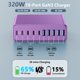 thumbnail image 2 of Estación de carga MGRNPONY 320 W USB-C y USB-A de 10 puertos morada, 2 of 6